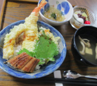 食事(うな天丼)